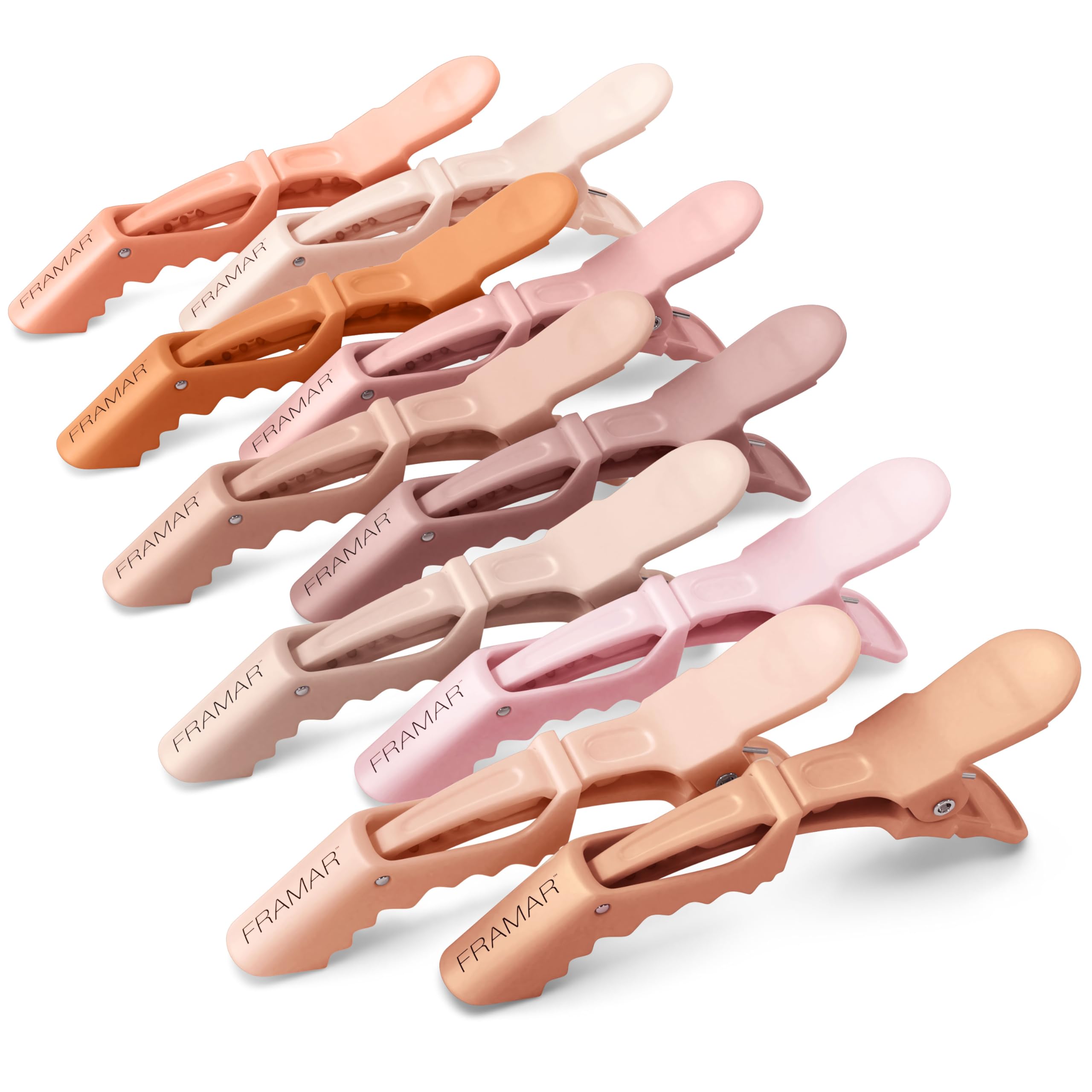 FRAMAR Neutral Crocodile Clips Hair - Sectioning Hair Clips For Styling, Hairdressing Alligator HairClips, Cute Hair Clips Women, Hair Styling Hairdresser Clips – 10 Pk
