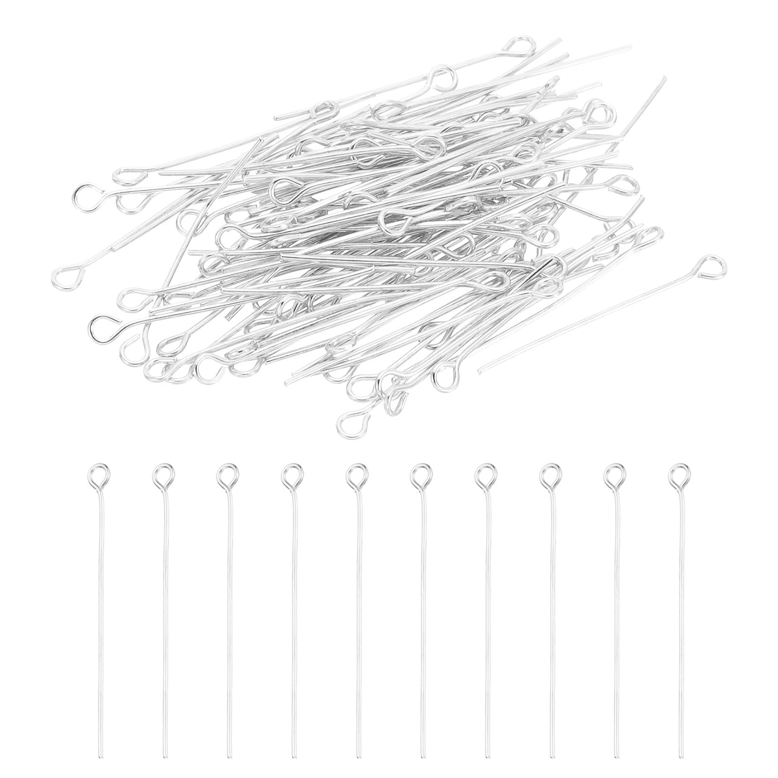PATIKIL 30mm Open Eye Pins, 400Pcs 21 Gauge Metal Head Pins Needles Eye Pins for Jewelry Making Findings Earring Necklace Bracelet DIY Crafts, Silver Tone