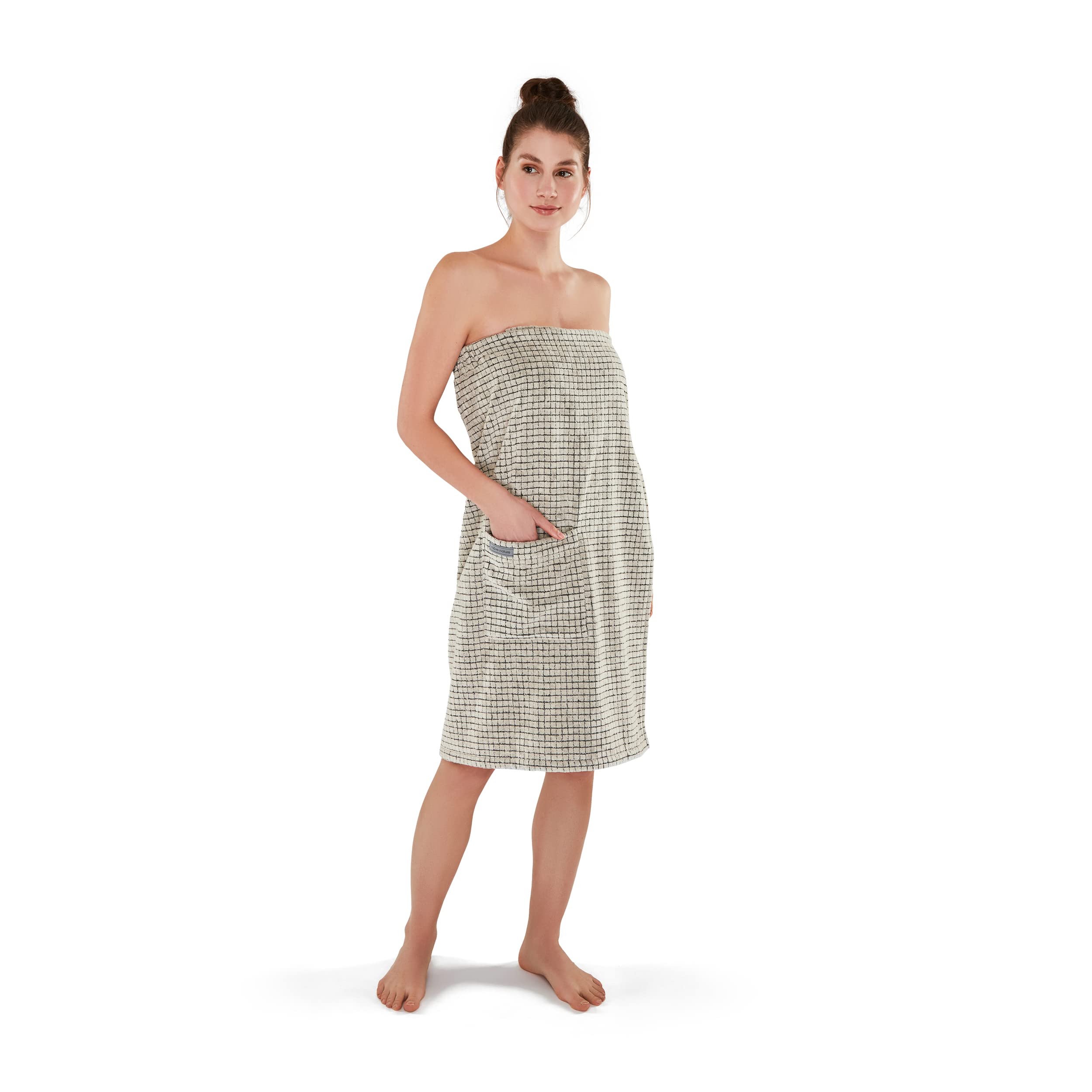Möve Eden sarong in S. 40/48, 80% cotton / 20% linen, nature/black