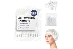 100PCS Disposable Hair Nets: 21 Inch Breathable Dust Caps — High Elasticity Lightweight Bouffant Caps for Food Service, Kitch