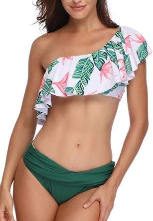 ruffle one shoulder bikini
