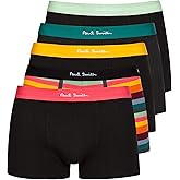 Paul Smith mens Black 'Artist Stripe' Organic-cotton Boxer Briefs Five Pack