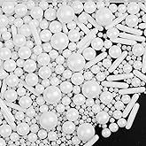 Sprinkles, White Pearl Sprinkles Mix, 130g/4.6oz Edible Sprinkles for Cake Decorating, Candy Baking Decorations, Ice Cream Toppings and Cookie Decorating, Wedding Party Valentines Supplies