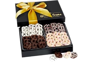 HAZEL & CREME Holiday Pretzel Gift Basket - Christmas Pretzel Gift Box - Vegan Gourmet Food Gifts for Women/Men - Holiday Sweet and Salty Gifts - Thank You, Corporate, Birthday, Graduation Gifting