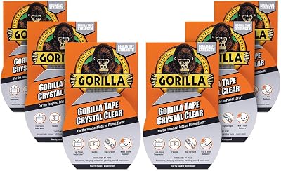 Gorilla 3044701 Crystal Clear Duct Tape 48mm x 8.2m Pack of 6 High Strength