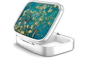 HION Pill Box 2 Compartment Small Pill Case,Portable for Pocket or Purse Pill Organizer Pill Container Holder to Hold Vitamins, Medication, Fish Oil and Supplements(Almond Blossom)