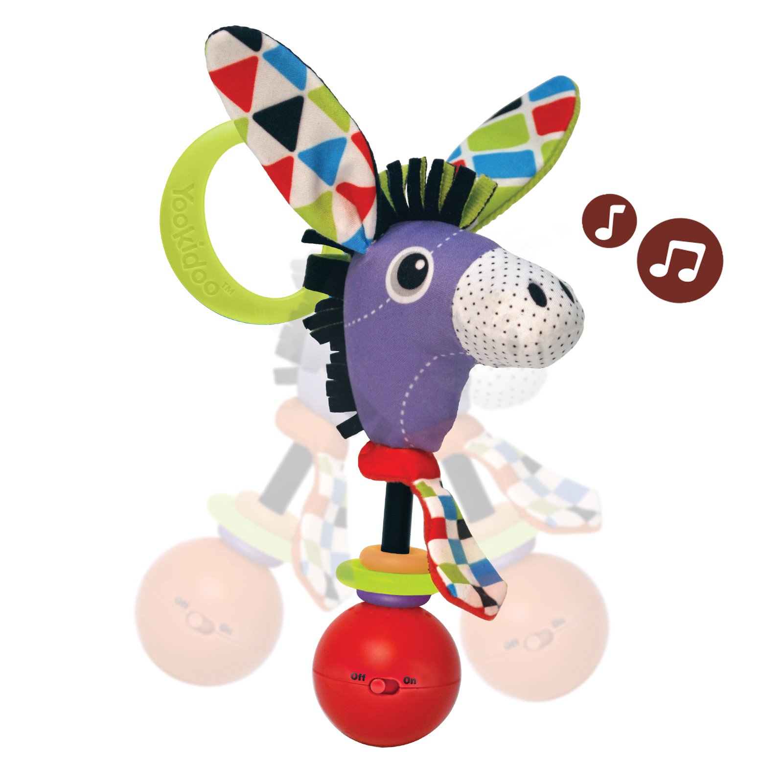 Yookidoo Musical Activity Rattle- Motion Activated Donkey Rattle with Music- Activity Toy for Babies 0 Months and Older