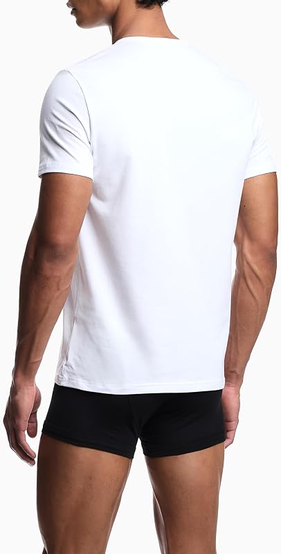 Herren T-Shirt aus Reiner Baumwolle, V-Ausschnitt, Weiß, Größe S