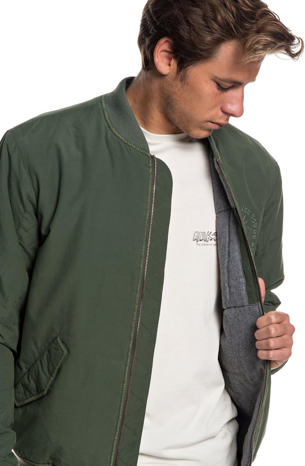 Quiksilver Men's HAKATA Bay Zip UP Jacket, Thyme, L: Clothing