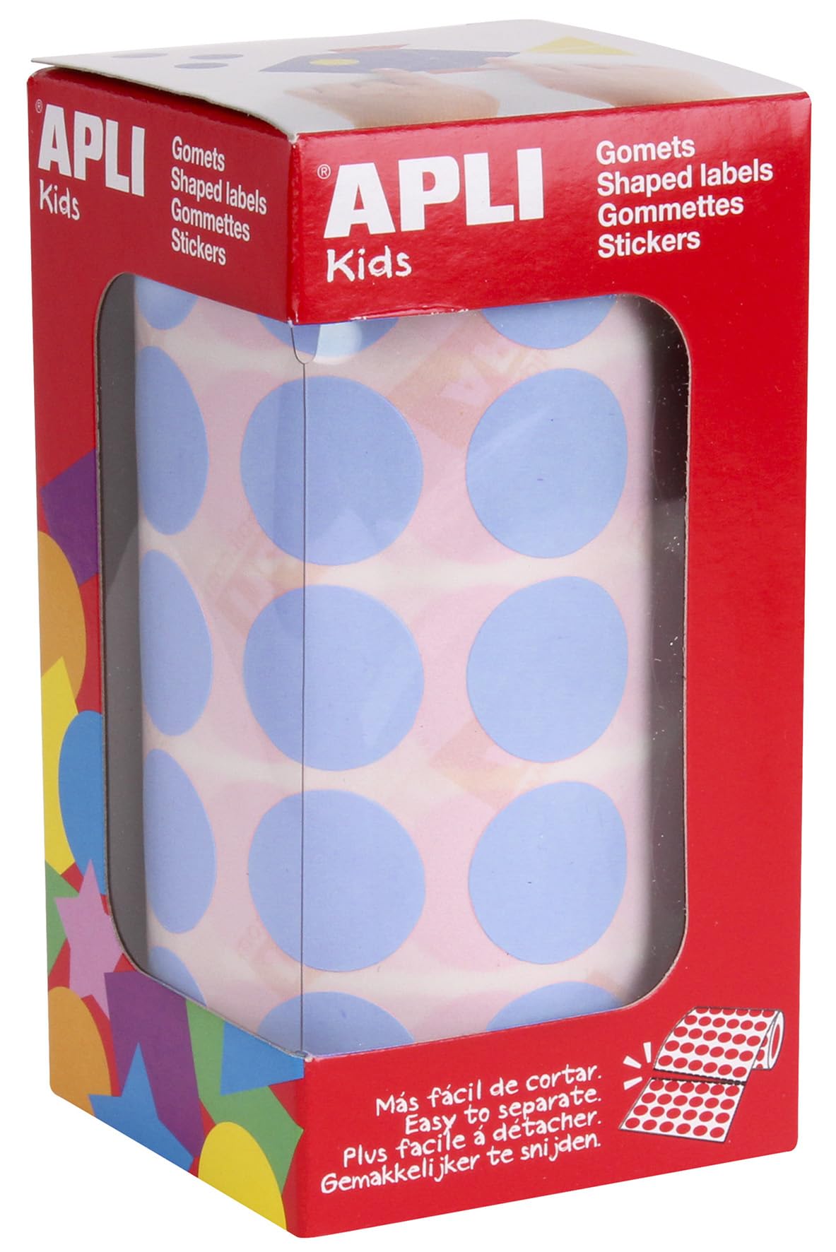 APLI Kids 16723 Round Stickers on a Roll – Colour: Sky Blue – Size: 20 mm.
