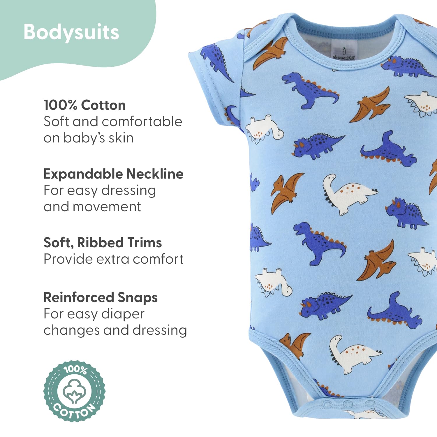 The Peanutshell Baby Layette Gift Set for Boys - 16 Piece New Born Boy Gift Set, Baby Clothes & Newborn Essentials Must Haves - Newborn Clothes 0-3 Months - Blue Dino