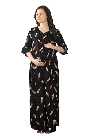 Womens Printed Long Maternity Nightdress