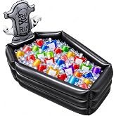 Inflatable Coffin Cooler, Halloween Tombstone Drink Bar for 100+ Cans | Durable Wipe-Clean PVC，Dual Inflation Port Design，Fast Inflate & Deflate，Reusable & Foldable Design