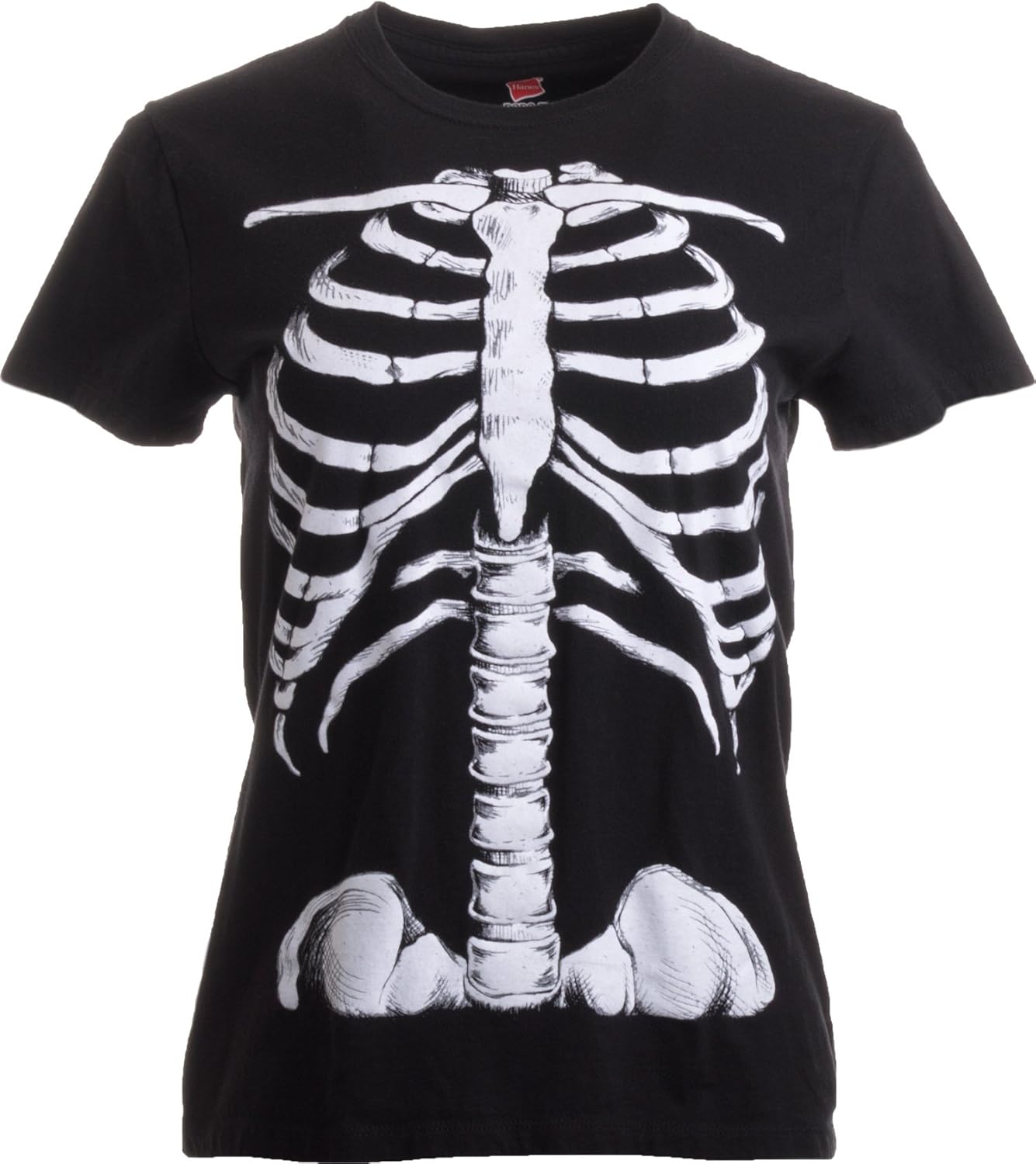 Skeleton Rib Cage | Jumbo Print Novelty Halloween Costume Ladies' T-Shirt: Clothing