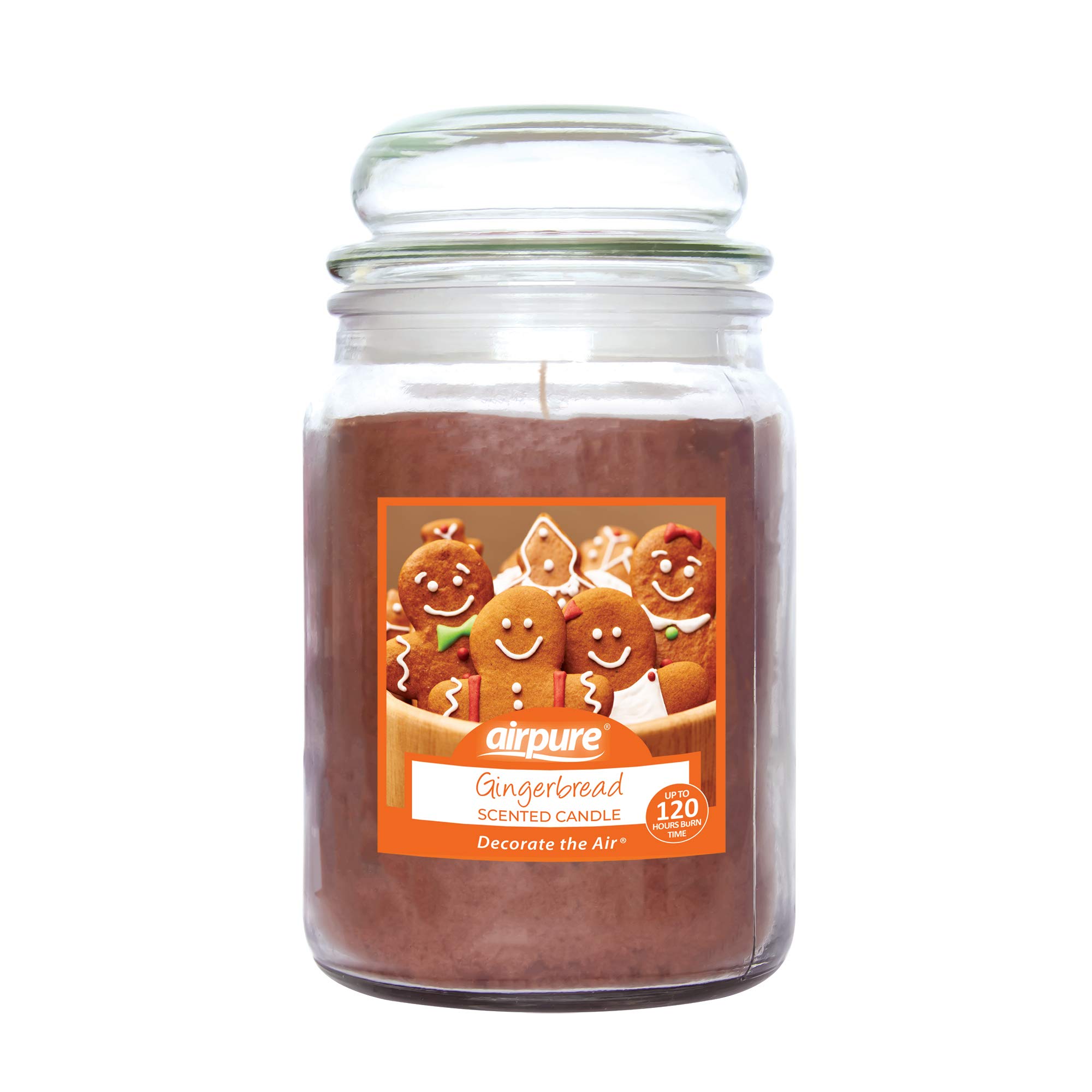 AIRPURE - Large Candle Scented, Gingerbread Fragrance - 120 Hour