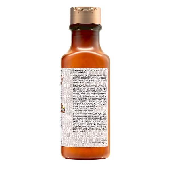 MAUI MOISTURE CURL QUENCH + COCONUT OIL CURL-DEFINING ANTI-FRIZZ SHAMPOO TO HYDRATE AND DETANGLE TIGHT CURLY HAIR, SOFTENING SHAMPOO, VEGAN, SILICONE & PARABEN-FREE, 13 FL OZ