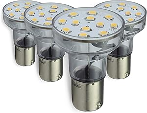 Leisure LED RV Trailer Motorhome LED Spot Light Bulb Natural White 4500K - 1156 1139 1141 1383 LED Bulb 2 Watt 275 Lumen CW 10-30Volt 12Volt for RV Camper Trailer Marine Boat (4-Pack Long Neck)