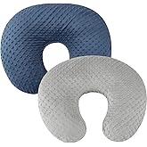 Dot Nursing Pillow Cover Set 2 Pack Nursing Pillow Slipcovers, Ultra Soft Compatible with Boppy Pillow,Standard Pillow for Baby Boy Girl Grey Navy