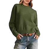 Saodimallsu Womens Cropped Sweaters Long Sleeve Mock Neck Soft Knit Casual Loose Fit Fall Pullover Sweater Tops