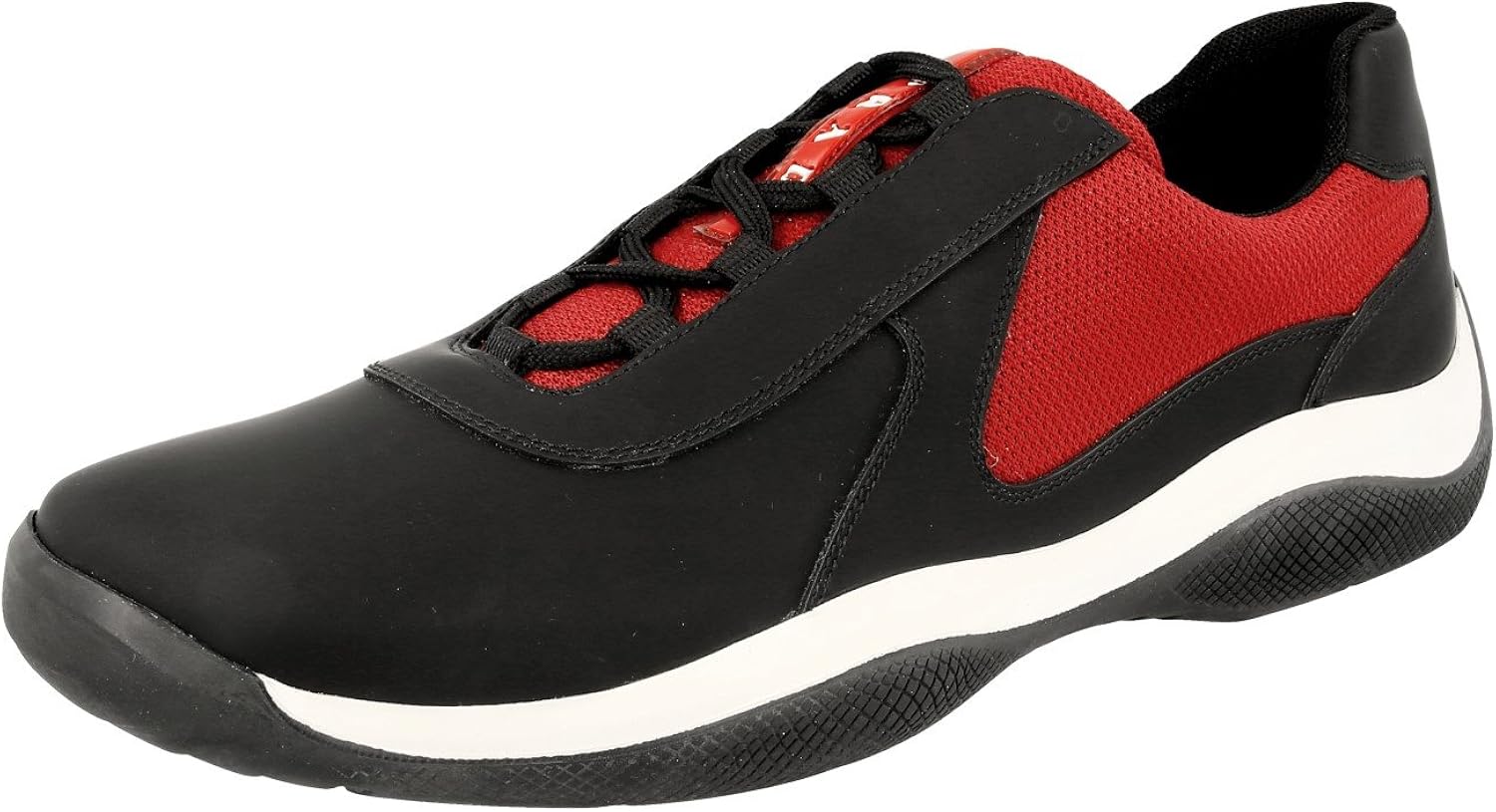 black and red prada trainers