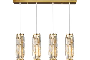 LMQNINE 4 Light Gold Pendant Lighting Modern Pendant Light, Mini Crystal Chandeliers,Adjustable Pendant Light Fixture for Kit