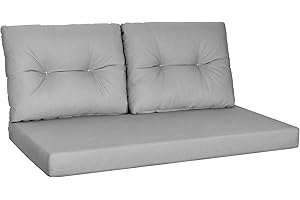 YEFU Outdoor Loveseat Cushion Set, 48 x 24, Waterproof Replacement Patio Chair Cushions, Fade Resistant Deep Seat and Backrest Cushion Set for Patio Couch, Bench, and Swing,Dark Gray