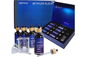 HXOGYUB Methylene Blue Powder Kit for Humans, 8 Gram, Third-Party Tested 99+%, USP Grade Compliant, Brain Health Dietary Supplement for Humans, No Formaldehyde, Including Measuring Cups and Funnel