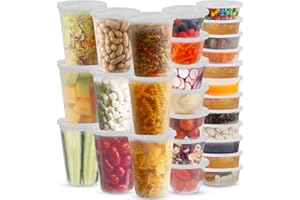 Klex Deli Containers with Airtight Lids, BPA Free Heavyweight Plastic Meal Prep Food Container for Soup, Freezer & Dishwasher & Microwave Safe, Commercial Grade, 16 oz, Round, Translucent, 12 Sets