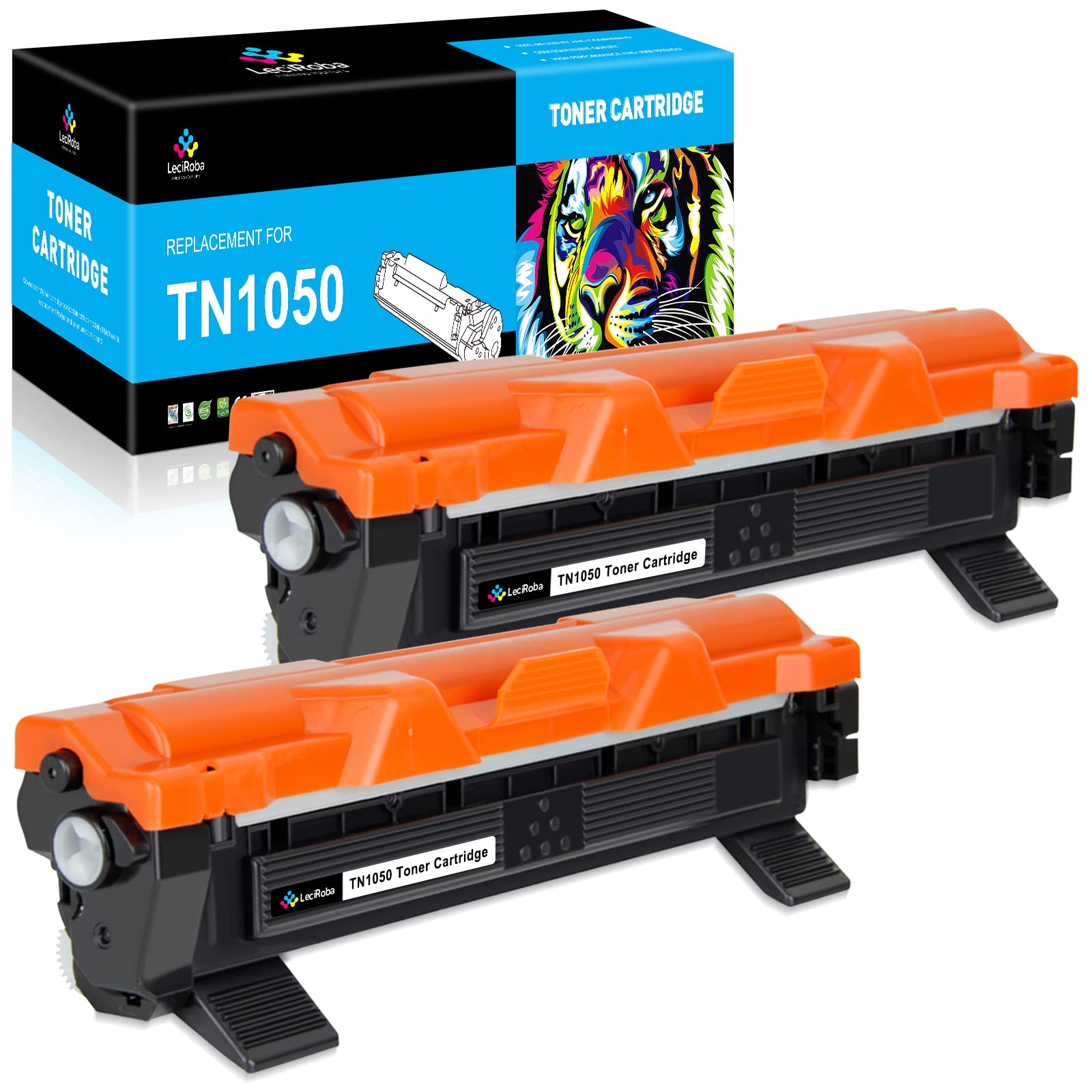 LeciRoba TN1050 TN-1050 for Brother TN1050 Toner Cartridge for Brother DCP-1510 DCP-1610W DCP-1612W DCP-1512 HL-1210W HL-1212W HL-1110 HL-1112 MFC-1810 MFC-1910W Printers (2-Black)