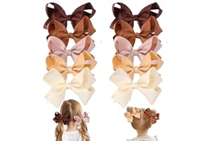 CLIPBAND Hair Bows for Girls 10PCS Girls Toddler bows Clips Black Grosgrain Ribbon Alligator Clips Kids Hair Accessories