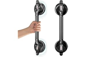 DAILYLIFE Grab Bars for Bathtubs and Showers, 19 inch Shower Handles for Elderly Suction, 300lbs Safety Shower Grab bar for Seniors and Elderly, Black(1 Pack)