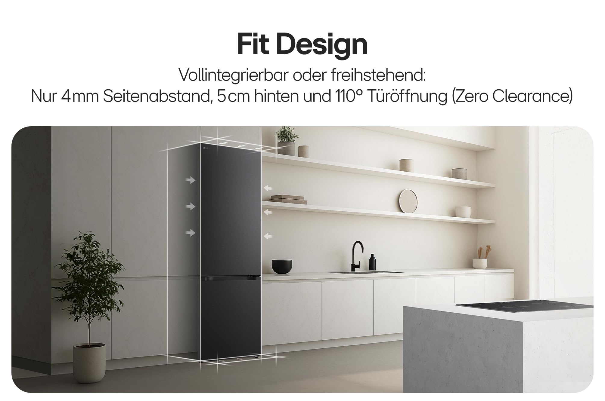 LG GBBS514CPY Fit&Max Kühl-/Gefrierkombination (333 L, Energieklasse C) vollintegrierbar oder freistehend mit maximaler Frische, FRESHConverter+, DoorCooling+, LinearCooling, Total No Frost, Silber 2