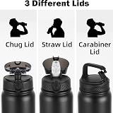 OLDLEY 1L Stainless Steel Water Bottle with 3 Lids Leakproof Vacuum Flask view 2