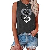 LOOKFACE Women's Sleeveless Tank Top with Triple Heart Graphic Print Cute Tunics