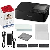 Canon Selphy CP1500 Photo Printer Bundle (Black) with KP-108 Paper (108 Sheets) 3 Color Ink Cartridges &amp; Tudak Cleaning Cloth &ndash; Wireless Compact Dye-Sub Printer Kit