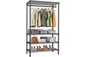 VIPEK V1 Wire Garment Rack 4 Tiers Heavy Duty Clothes Racks for Hanging Clothes Large Clothing Rack Freestanding Closet with Hanging Rod, 35.4'' L X 15.7'' W X 70.9'' H, Max Load 500LBS, Black
