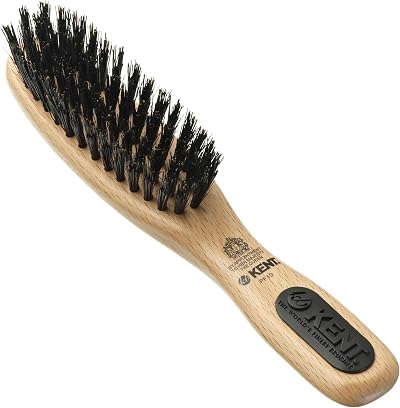 KENT PF10 Mini Hair Brush Pure Bristle Beechwood Travel Smoothing Brush Fine