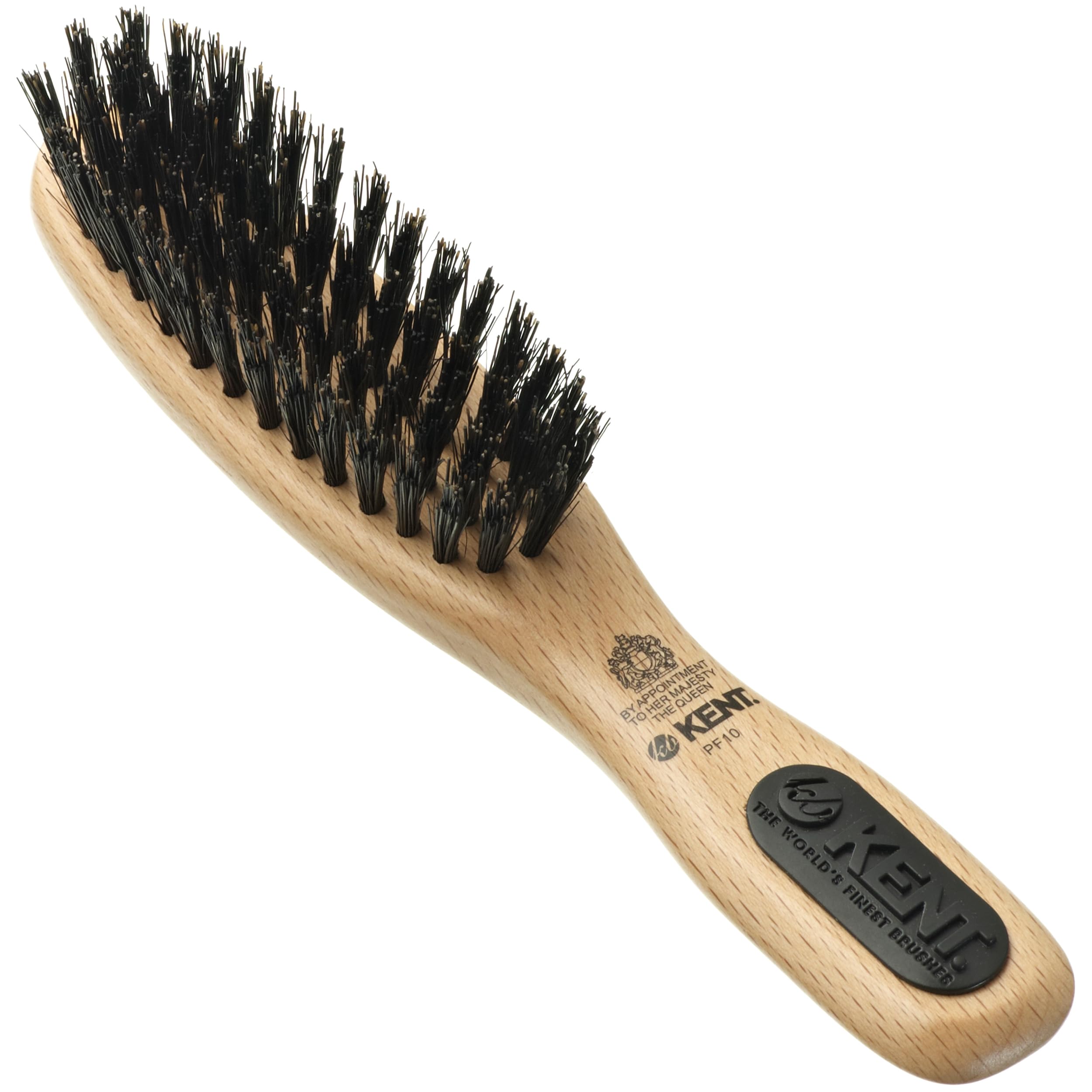 Kent Brushes PF10 Small Handbag Mini Hair Brush - Pure Bristle Smoothing Brush for Fine to Medium Hair, Beechwood Travel Hair Brush with Soft Gloss-Boosting Bristles