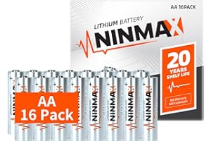 NINMAX® Lithium AA Batteries 16 Pack, 3500mAh 1.5V Longest Lasting Double A Battery for High-Tech Devices【Non-Rechargeable】