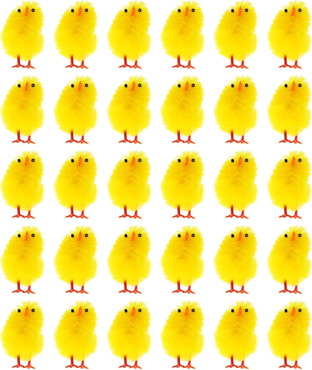 REDS TAR Pack 30 Fluffy Yellow Easter Chicks - 2.5cm Mini Chick Decor