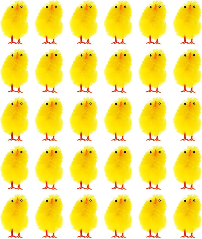 REDS TAR Pack 30 Fluffy Yellow Easter Chicks - 2.5cm Mini Chick Decor