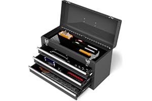 IRONMAX Portable Tool Box, 20.5’’ Lockable Steel Tool Chest Cabinet w/Comfortable Handle & 3 Drawers, Heavy Duty Storage Tool