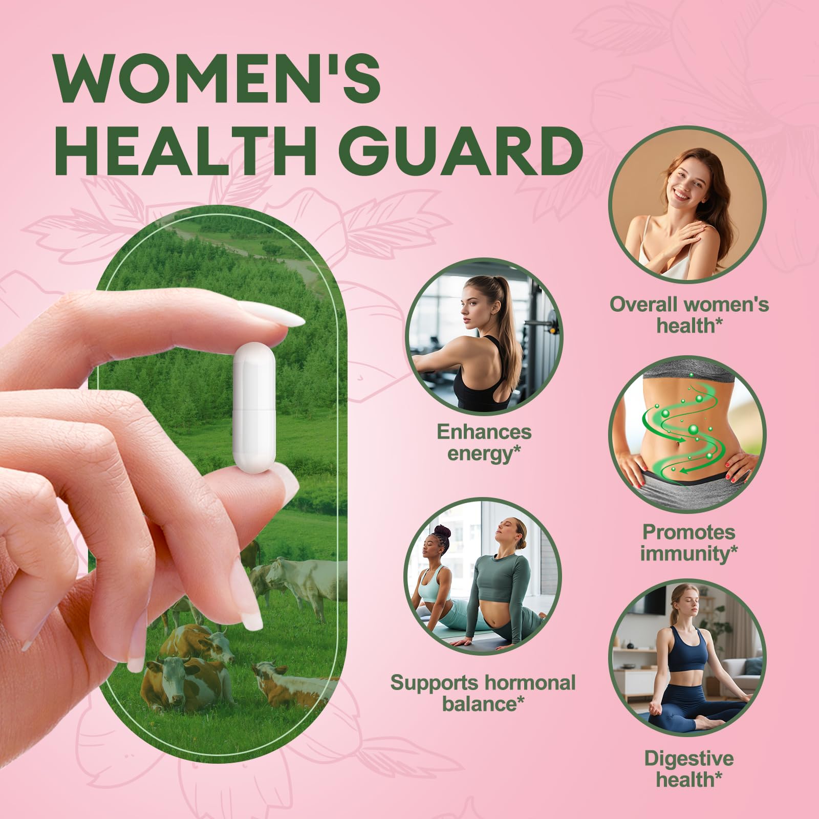 Beef Organ Supplement for Women - Beef Liver, Kidney, Heart,Uterus Tissue - Balance Hormones & Women's Overall Energy - Grass Fed, Pasture Raised - Natural Iron Supplement with Folate - 120 Capsules