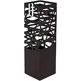 SONGMICS Modern Umbrella Stand Rack Free Standing for Canes/Walking Sticks Square with 2 Hooks Metal Brown ULUC47Z