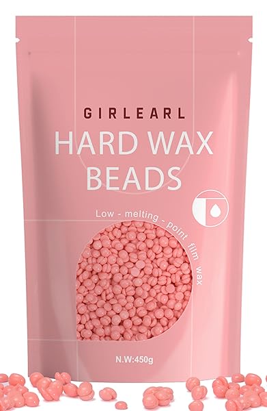 GIRLEARLE HARD WAX BEADS, 1LB WAX BEANS FOR HAIR REMOVAL SENSITIVE SKIN WITH ROSE FORMULA, PERFECT FOR FULL BODY, FACIAL, BRAZILIAN BIKINI, AND LEGS AT HOME WAX REFILL FOR WOMEN MEN (PINK)