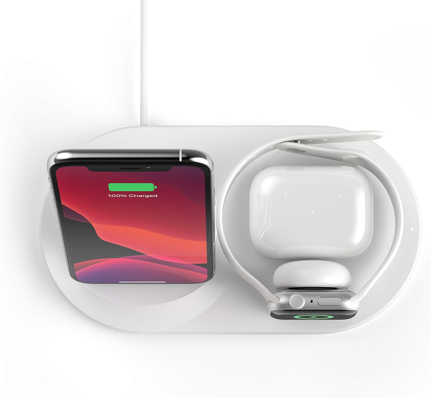 Belkin 3-in-1 Wireless Charger (Wireless Charging Station for iPhone, Apple Watch, AirPods) Wireless Charging Dock, iPhone Charging Dock, Apple Watch Charging Stand, White (WIZ001ttWH)