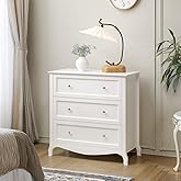 Bonnlo 31.5" W White Nightstand 3 Drawer Chest, Night Stand for Bedroom, Large Nightstand Wood Bedside Table with Drawers, 31.5" W*15.75" D*31.5" H