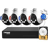 Defender AI Powered Sentinel 4K Wired Security Camera System, 360° PTZ Security Camera System with AI Tracking, Smart Human Detection, Blue-Red Light Deterrence, and Color Night Vision | 4 Cameras 1TB