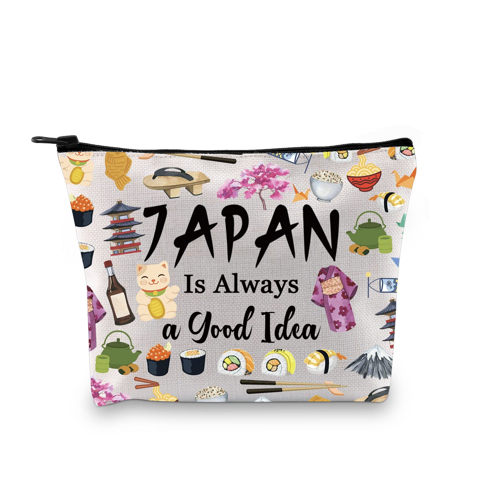 Japan Vacation Gift - Travel Zipper Makeup Bag for Japanese Culture Lovers