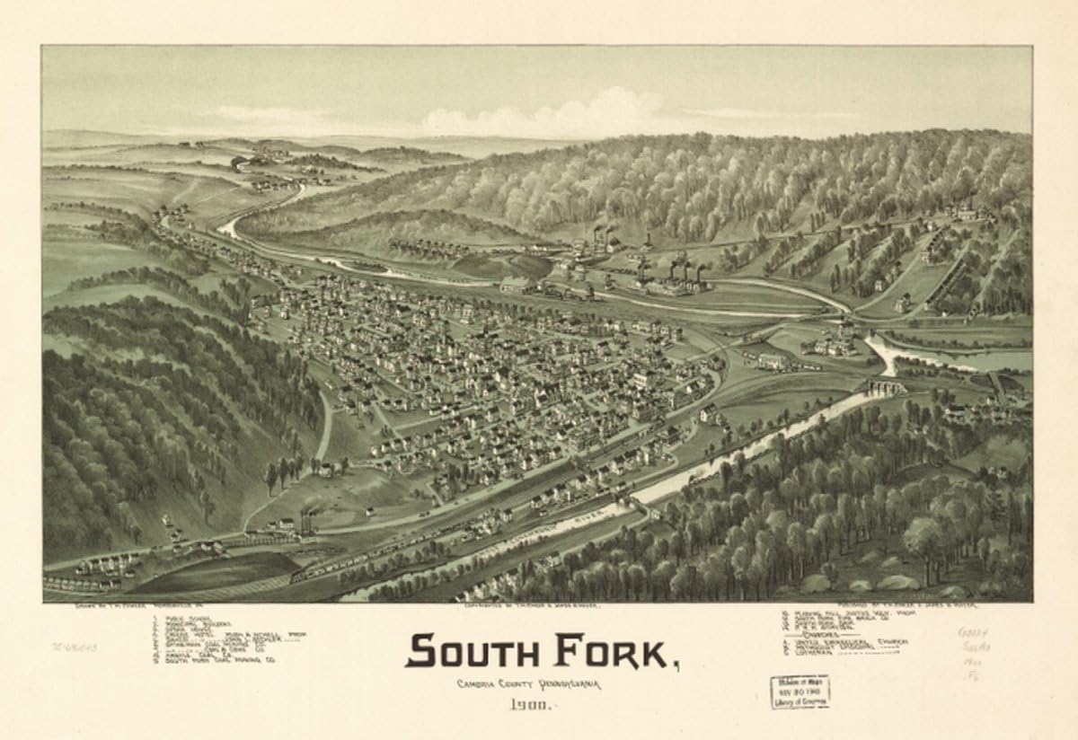 1900 Vintage Map of South Fork, Pennsylvania South Fork